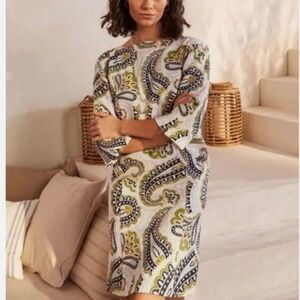 NWOT Boden Sz 2P Laurie Linen Paisley Print Shift Dress